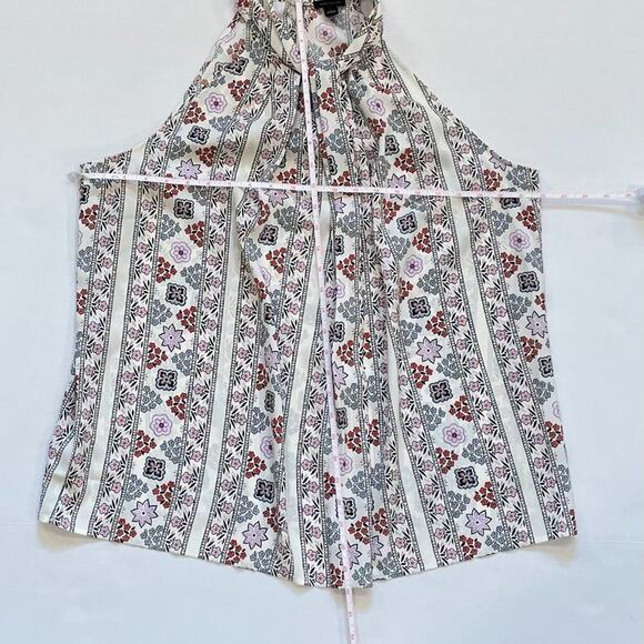 Ann Taylor Floral Sleeveless Tie Neck Blouse/Top/Shell, Blue, Lavender, L - Picture 10 of 12